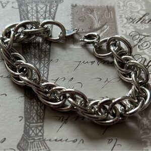 VINTAGE CHUNKY TRIFARI SILVER TONE BRACELET